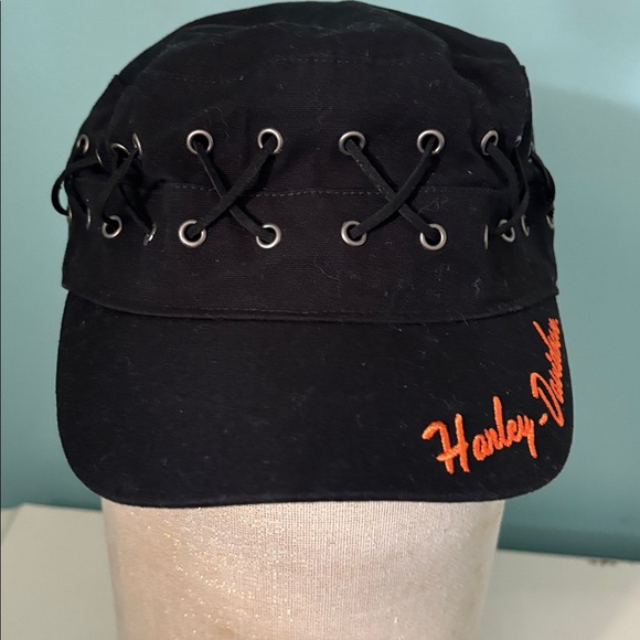Harley-Davidson Black Hat with Orange Script - Picture 2 of 6
